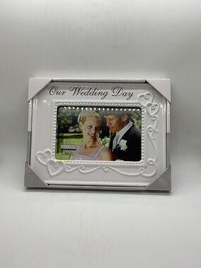 New in Open Box “Our Wedding Day" White Decorative Photo Frame by Malden